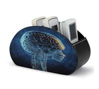 VstaDank Support de télécommande en cuir synthétique avec 5 compartiments - Intelligence artificielle - Boîte de rangement pour télécommande TV - Pour la maison, le bureau, la table de chevet