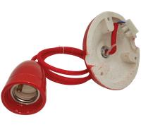 VT-3807 - Culot E27 en porcelaine haute fréquence avec support, rouge