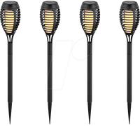 VT-8689 - Luminaires à piquet de terre solaire, flamme, 4 pièces