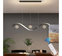 VTAMng Suspension Luminaire moderne dimmable métal lustre LED linéaire cuisine îlot lampe créative forme d'étoile 4 lampe verre abat-jour restaurant bureau salon salle d'étude avec éclairage télécomma