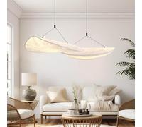 VTAMng Suspension Luminaire moderne en soie blanche grand luminaire de style nordique hauteur réglable luminaire décoratif Wabi Sabi for salon cuisine îlot central salle à manger lustre