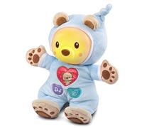VTech - Léon, Mon Lumi Ourson, Poupée Doudou Bébé, Veilleuse Réglable, Jouet Musical Bébé, Musique Douce, Berceuses et Sons de la Nature, Cadeau de Naissance - Contenu en Français