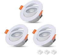 VTERLY LED Spot Encastrable, 3 Pièces 7W Encastré Lampe Plafonnier Plat Rond, Lampe Plafond Orientable 40°, 650LM, 3000K Blanc Chaud, Pas Dimmable, AC 220-240V, Spot de Plafond Angle 120°
