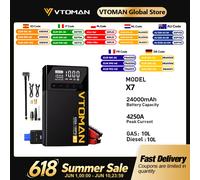 VTOMAN X7 Démarreur de saut de voiture 4 en 1 4250A - Compresseur d'air 160 PSI, Booster de batterie de voiture 12 V et batterie externe portable X7 BLACK