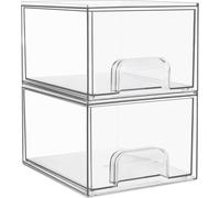 Vtopmart Organiseur de 2 tiroirs Transparent avec tapis antidérapant