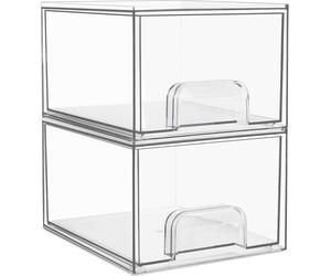 Vtopmart Organiseur de 2 tiroirs Transparent avec tapis antidérapant