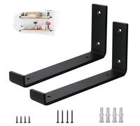 VTOPVMAX Lot de 2 Equerre Etagere Murale - Supports Muraux en Acier de 5mm d'Épaisseur pour Charge Lourde avec Rebords, Kit d'Équerre Murales de Style Industriel Rustique Noir 25cm