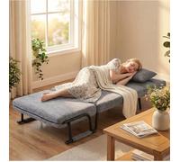 VUENOR Fauteuil-lit convertible 3-en-1 gris en chenille - dossier Click-Clack 5 positions lit 186 cm