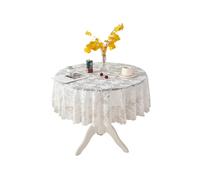 VUIUYOIES Nappe Ronde en Dentelle, Facile à Laver et Durable, Divers Motifs, Couverture de Table, Tailles élégantes Disponibles, Fleur Blanche, 150 cm