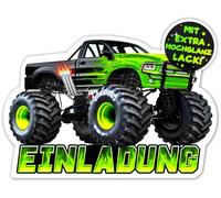 VULAVA Lot de 12 cartes d'invitation Monster Truck pour garçon et fille - Les cartes Monster Truck sont une invitation pour garçons et enfants - Jouet de kart