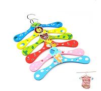 Vulevirtue 6 pcs Bébé Enfants Dessin Animé Cintre, Cintres en Bois pour Enfant, Cintres pour Enfants de Qualité, Antidérapants Durables, 28cm x 16cm (6 Couleurs)