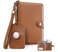 VULKIT Airtag - Porte-passeport 4 passeports, 2 en 1 avec blocage RFID, portefeuille de voyage pour la famille avec étiquette de bagage et dragonne, peut contenir une carte d'identité, plus de 6