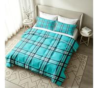 VULORA Carreaux Rayures Imprimée Couette sans Housse 240x260 4 Saisons