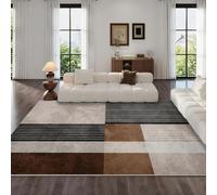 VULORA Géométrie Intérieur Tapis de Décoration 120x180cm Moderne Rétro Noir Marron Tapis Poils Ras Lavable Salon Moquette, Soft Antidérapant Tapis De Sol pour Chambre Couloir Paillasson Entrée 2Q1033