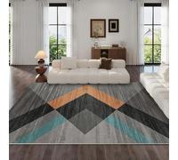 VULORA Géométrie Intérieur Tapis de Décoration 140x200cm Moderne Et Minimaliste Tapis Poils Ras Lavable Salon Moquette, Soft Antidérapant Tapis De Sol pour Chambre Couloir Paillasson Entrée 2Q649