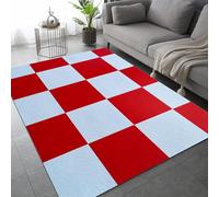 VULORA Géométrie Intérieur Tapis de Décoration 60x110cm Moderne Rouge Blanc Tapis Poils Ras Lavable Salon Moquette, Soft Antidérapant Tapis De Sol pour Chambre Couloir Paillasson Entrée 2Q933
