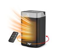 Vulpes Goods Radiateur soufflant céramique, Radiateur soufflant électrique avec télécommande, chauffage céramique, 4 niveaux, 1500W, minuterie & thermostat, Pour l'intérieur, Noir