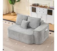 vutizal Boneless Loveseat Mini canapé 2 places, sans montage, avec poches latérales, pour salon, chambre d'amis, gris
