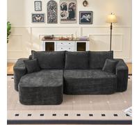 vutizal Canapé d'angle en forme de L avec méridienne, canapé de sol, modulaire, sans montage XXL, siège bas, en chenille, pour salon, 262 cm, noir