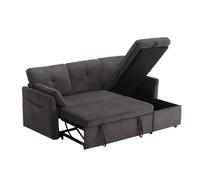 vutizal Canapé d'angle en forme de L - Canapé modulaire avec fonction de couchage - Tiroir de rangement - Canapé en velours avec méridienne - Surface de couchage extensible - Compartiment de rangement