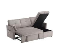 vutizal Canapé d'angle en forme de L - Canapé modulaire avec fonction de couchage - Tiroir de rangement - Canapé en velours avec méridienne - Surface de couchage extensible - Compartiment de rangement