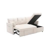 vutizal Canapé d'angle modulaire en forme de L avec fonction de couchage - Tiroir de rangement - Canapé en velours avec méridienne - Surface de couchage extensible - Compartiment de rangement pour