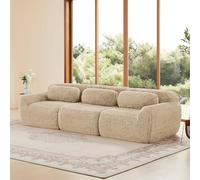 vutizal Cloud Canapé Boneless Canapé 3 places Canapé bas modulaire sans montage avec fond antidérapant Tissu peluche pour salon Beige