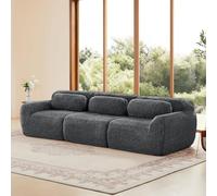 vutizal Cloud Canapé Boneless Canapé 3 places Canapé bas modulaire sans montage avec fond antidérapant Tissu en peluche pour salon Gris