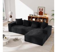vutizal Cloud Canapé d'angle sans boneless - En forme de L - Modulaire - Avec fonction de sommeil - Housse en velours - Siège bas avec méridienne sans montage - Mousse à mémoire de forme - Pour salon
