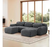 vutizal Cloud Canapé-lit d'angle modulaire, en forme de U, en L, extensible, avec fonction de sommeil, en tissu peluche, ergonomique, pour salon, maison, bureau - Gris