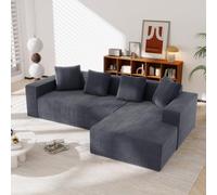 vutizal Cloud Canapé-lit d'angle sans boneless - En forme de L - Modulaire - Avec fonction de sommeil - Housse en velours avec méridienne sans montage - Mousse à mémoire de forme - Pour le salon - 261