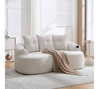 vutizal Loveseat Canapé 2 places en chenille incurvé, pour pièces avec siège bas, sans montage, noyau à ressorts ensachés en mousse avec coussins, 164 x 92 x 60 cm, beige