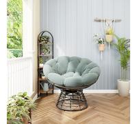 vutizal Papasan Fauteuil pivotant ergonomique avec coussin, pivotant à 360 °, fauteuil relaxant confortable pour salon, balcon et chambre à coucher, cadre en acier, charge jusqu'à 130 kg, vert clair