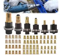 VUTYNKO 6 Pièces Écrous à Tête de Rivet à Main, Riveteuse Pneumatique Kit de Mandrin avec 60 Insert Fileté, Adaptateur Riveteuse Manuelle pour Rivets M3 M4 M5 M6 M8 M10