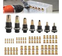 VUTYNKO 7 Pièces Écrous à Tête de Rivet à Main, Riveteuse Pneumatique Kit de Mandrin avec 70 Insert Fileté, Adaptateur Riveteuse Manuelle pour Rivets M3 M4 M5 M6 M8 M10 M12