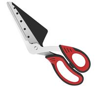 Vutyvve Ciseaux à pizza avec spatule à pizza amovible, lames tranchantes en acier inoxydable de qualité alimentaire, poignée douce, ciseaux de cuisine multifonctionnels, 27 cm, rouge/noir
