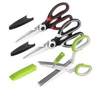 Vutyvve ciseaux de cuisine, ciseaux multi-usages pour la viande et la volaille, lames en acier inoxydable, lavables au lave-vaisselle, noir/rouge/vert, lot de 3