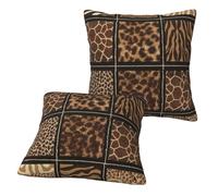 VVIEER Lot de 2 housses de coussin imprimées Wild Zoo (45 x 45 cm) - Taies d'oreiller décoratives pour la maison - Fermeture éclair dissimulée