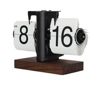 Vvikizy Horloge Numérique à Bascule 12h Simple Face avec Grands Chiffres Flip Desk Clock Horloge Mécanique Rétro Flip Desk Clock Base en Bois, Lisse, Design de Relojes de Escritorio