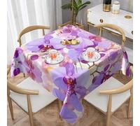 VVXBHGR Nappe décorative carrée avec imprimé orchidée - 152,4 x 152,4 cm - Imperméable, infroissable, réutilisable pour cafés, buffets, pique-niques, mariages, fêtes