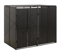 VX - Abri pour poubelle double Noir 140x80x117 cm Résine tressée