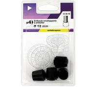 VYNEX - Embout enveloppant caoutchouc noir d.12mm blister de 4