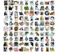 VYNZOR 100 pièces Autocollants Amusants en Forme de Chat Autocollant Chat Motif Chat Kawaii Imperméables pour Amoureux des Chats, Scrapbooking, Ordinateur Portable, Téléphone