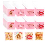 VYNZOR 100 Pièces Sachets Bonbons Transparents, Sac Cellophane Plastique OPP Pochette, Sacs à Biscuits Autocollants pour Mariage Anniversaire Noël Fête Cadeau,cadeaux couple