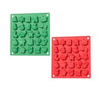 VYNZOR Lot de 2 moules en silicone de Noël,motifs de Noël tels que bonhomme en pain d'épices, sapin de Noël, Père Noël, chaussette de Noël, bonhomme de neige et cloche, moule silicone Noël pour