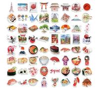 VYNZOR Lot de 64 autocollants de voyage japonais pour ordinateur portable,Cadeau pour enfants, adolescents, adultes, garçons, Sakura japonais - En vinyle imperméable - Pour scrapbooking