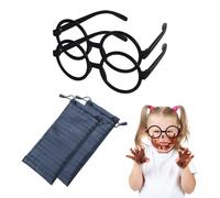 VYNZOR Lunettes Rondes Enfant sans Correction 2 Paires avec Étui - Modèle Noir Sans Monture Style Rétro - Accessoire Carnaval pour Filles et Garçons