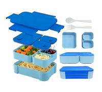 Vyranut Lunch Box Bento 1760ml pour Enfants - Boîte Repas 3-en-1 Hermétique, Sans BPA, Apta pour Micro-ondes et Lave-Vaisselle - Avec Couverts, Idéale pour École et Pique-Nique (Bleu)