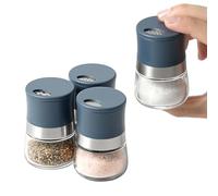 vzaahu Mini set de Salière et Poivrière,Lot de 4,avec becs Réglables,2 Modèles,Matériaux écologiques,Distributeur d'épices,Bleu