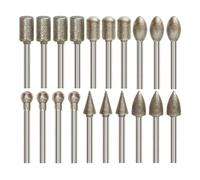 VZU Lot de 20 fraises diamantées avec tige de 1/8", compatibles avec les outils rotatifs tels que Dremel ou meuleuses à tige pour pierre, céramique, verre, sculpture, meulage, polissage